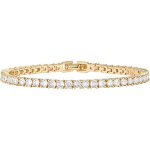 14K Gold Plated Tennis Bracelet with Cubic Zirconia For Women's